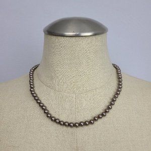 VINTAGE Brown Faux Glass Pearl Necklace